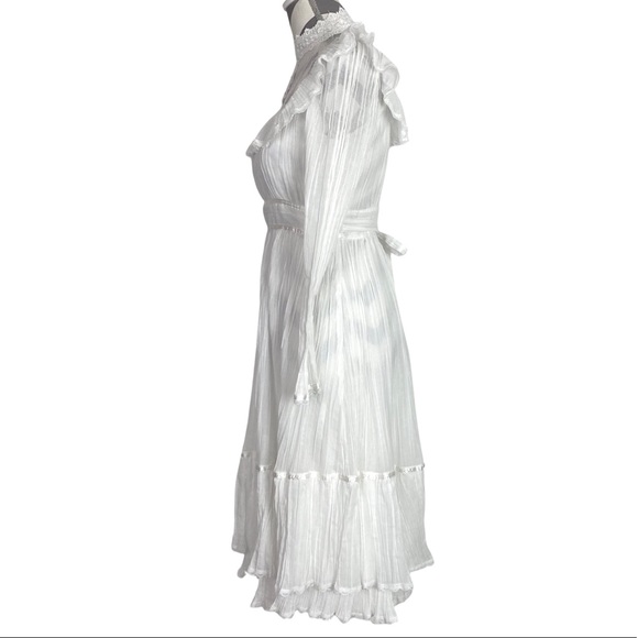 Gunne Sax Vintage 70s Dress Size Small Cottagecore Lace Ruffle Wedding Dress EUC - Picture 2 of 16